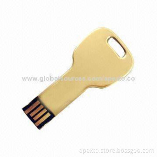 Metal Key-shaped USB Flash Disk with 512MB to 16GB Memory Capacity, Customized Shapes Welcomed